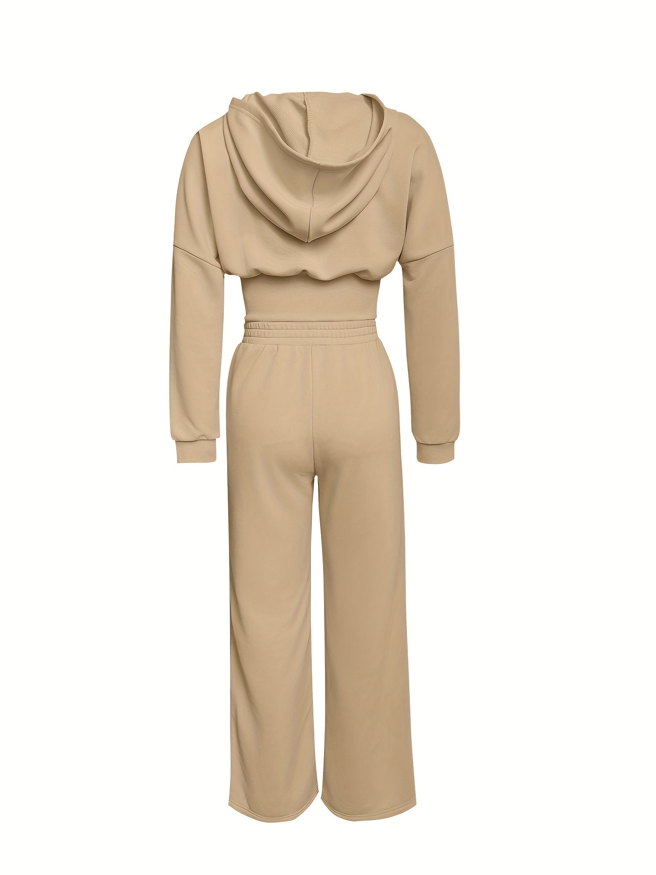 10.23 Fashionable Women's Autumn/Winter Zipper Hooded Long Sleeve Jacket + Wide Leg Trousers