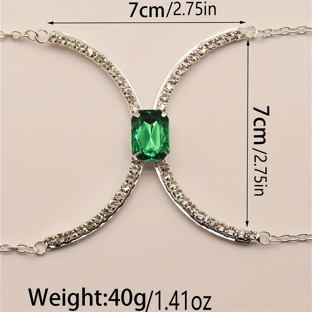 Elegant Chest Body Chain, Multicolor Rhinestone Bralette Chain, Luxurious Beach Party Nightclub Jewelry Accessory For Women