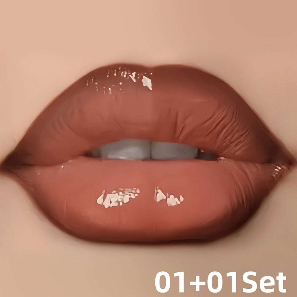 Pudaier Hydrating Lip Gloss & Lip Liner Set - 3D Precision Lip Definition, Dewy Finish for Every Occasion, Long-Lasting Matte Lipstick in Brown, Perfect for All Makeup Styles, Adult Skincare, Everyday Lip Care | Matte Lipstic