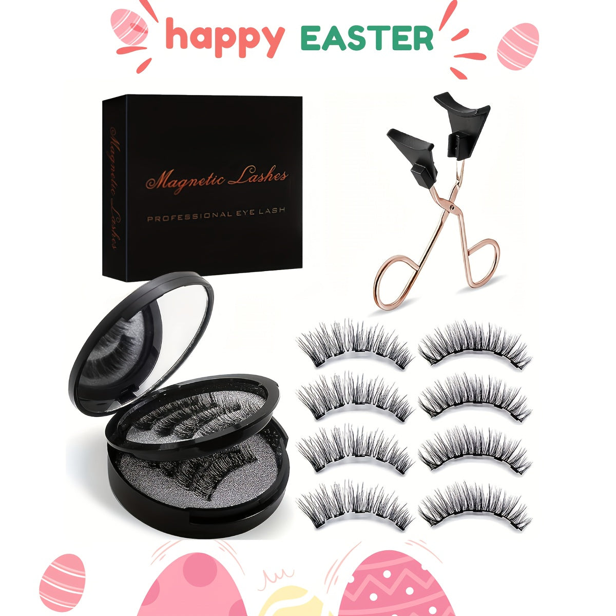 1/4/8pcs Easter Bunny Magnetic Lashes - 3D False Eyelashes Kit with Applicator | No Glue, Reusable & Waterproof | Natural Cat Eye Look, Easy to Wear, No Eyeliner Needed - Perfect Easter Gifts, Party Favors & Daily Wear