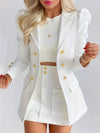 Two-piece Set, Solid Long Sleeve Elegant Blazers & Mini Skirt, Women's Clothing