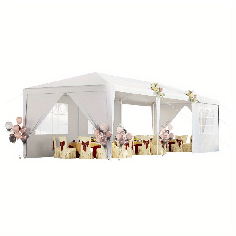10'x30' Party Tent With 8 Removable Sidewalls & Easy Setup, Instant Canopy For Wedding, Camping, Patio, Outdoor Events