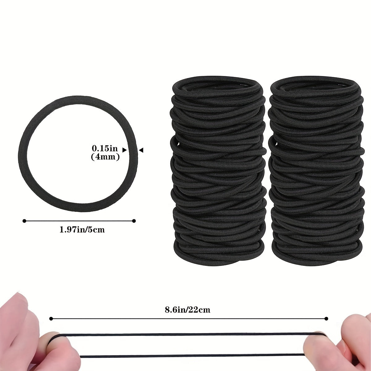 20/30/50pcs Women's Simple Basic Elastic Hair Band Hair Ring, 4mm Durable Ponytail Hair Rope, Suitable for Thick Hair, Curly Hair and All Hair Types