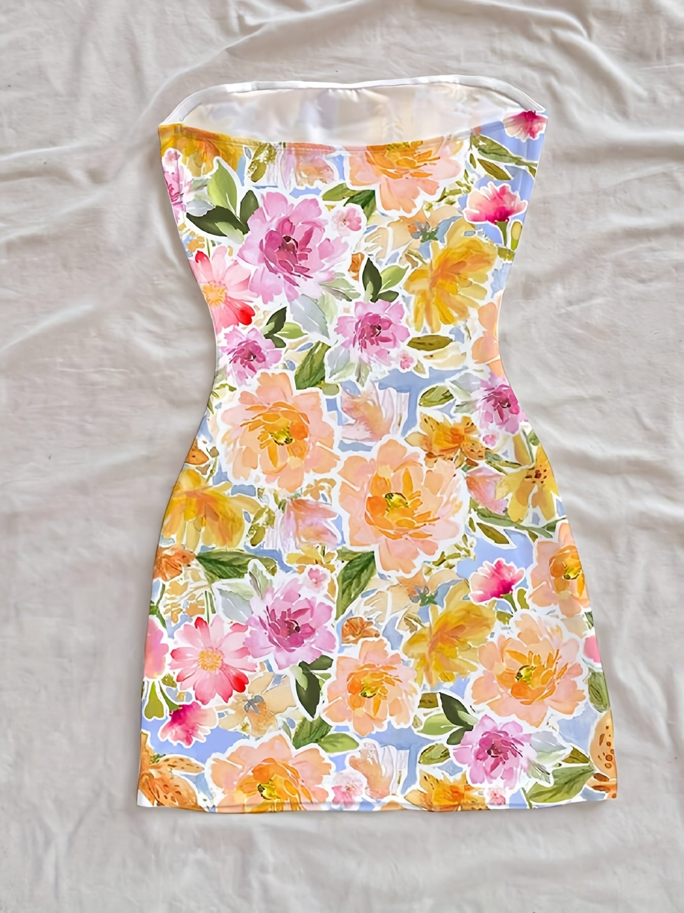 Women'S Floral Print Mini Dress - Vibrant Hibiscus & Rose Design, Sleeveless A-Line Summer Dress for Casual & Holiday Wear, Cute Summer Dresse