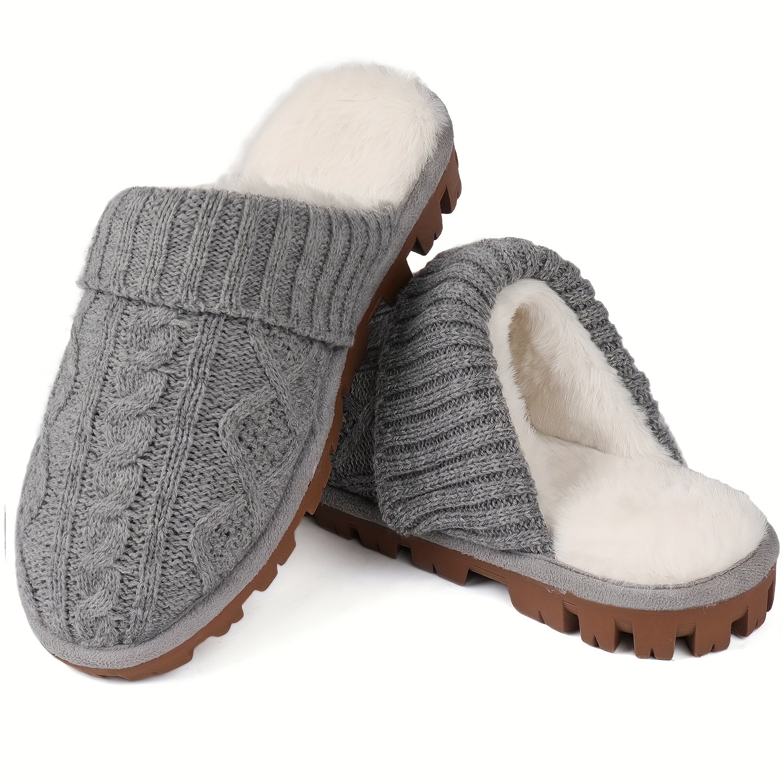 Cozy Women's Plush Lined Slippers with, Non-Slip Sole, Soft Ribbed Cuff – Beige/Light Brown, Perfect Christmas Gift for Friends and Girlfriends, House Slippers, Best for Christmas