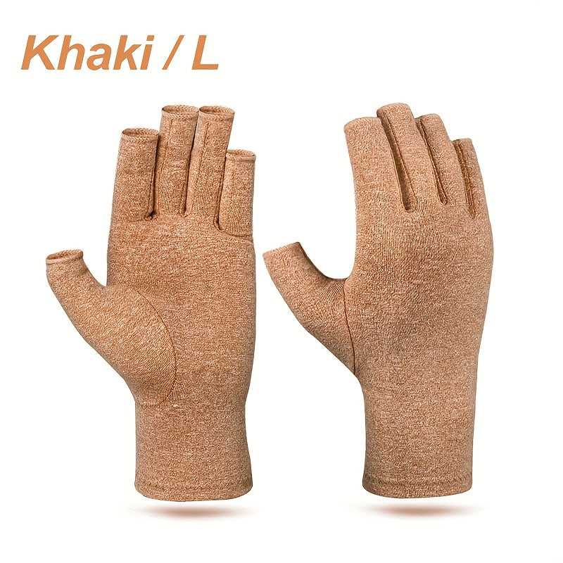 1Pair Fingerless Compression Gloves For Women & Men, Hand Joint Wraps, Sports Hand Support Thumb Gloves For Typing, Daily Work, Hand Care - Open Finger Fit