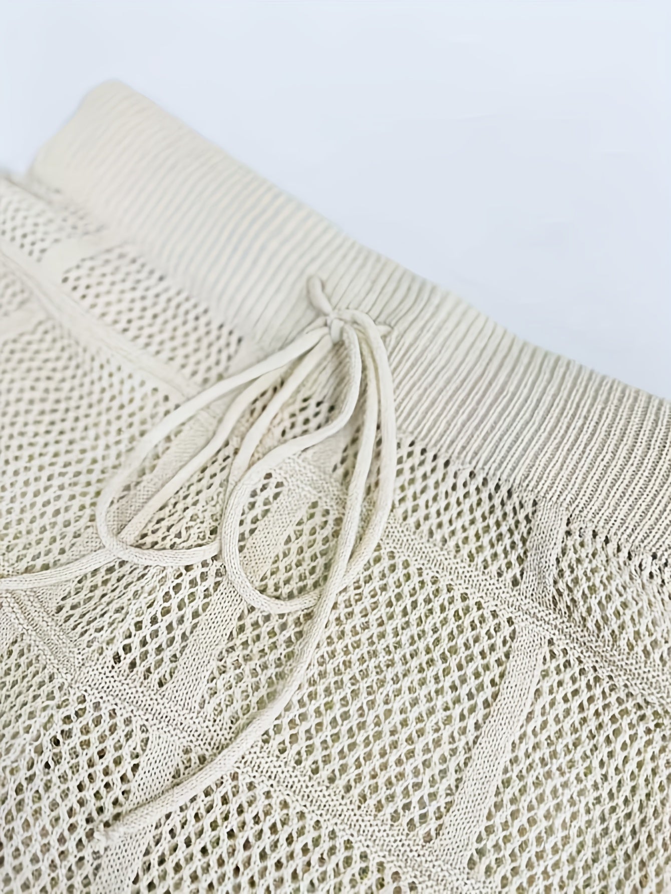 Women'S Crochet Sheer Swim Cover Up Pants - Drawstring, Hollow Out Loose Beach Pants, Summer Vacation Style, Knit Material, Long Length, No Belt, Relaxed Fit, Beach Coverup|Hollowout Design|Drawstring Waist, Beach Clothes