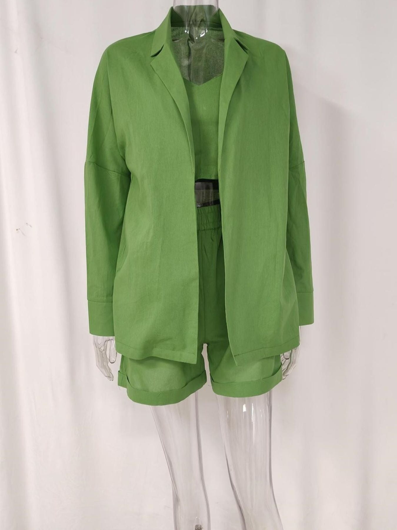 Women's Spring Summer Elegant Vest Blazer and Shorts 3-Piece Set for Casual Office Wear