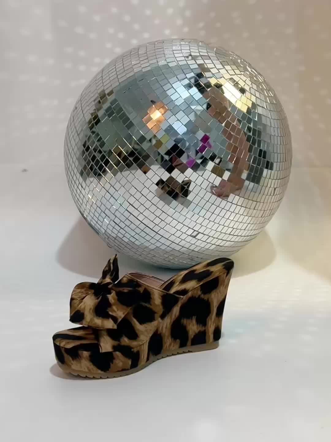 Women's Leopard Print Bow Slip-On High Heel Sandals - Stylish Summer Open-Toe Fabric Shoes with PU Sole for Casual or Formal Occasions, Casual Sandals | Opentoe Sandals | Fabric Upper Sandals
