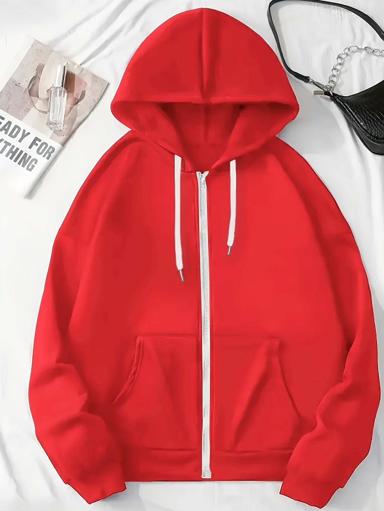 Women's Casual Hooded Jacket with Bold "Bench" Letter Print, Kangaroo Pocket & Zipper Collar - Machine-Washable Polyester, All-Season Versatile Outerwear, Perfect Gift for Her, Lightweight Layering, Urban Fashion, Quality Sti