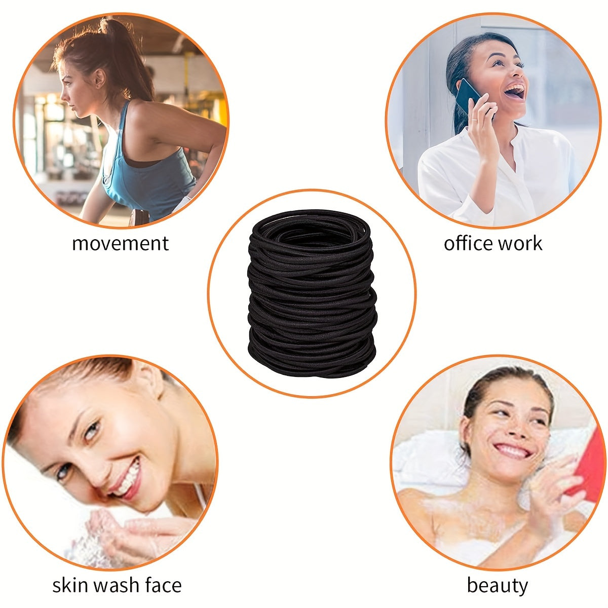 20/30/50pcs Women's Simple Basic Elastic Hair Band Hair Ring, 4mm Durable Ponytail Hair Rope, Suitable for Thick Hair, Curly Hair and All Hair Types