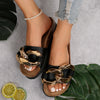 Women'S Slide Cork Sandal Metal Chains Slip Sandal Slip On Open Toe Backless Slippers On Summer Indoor Outdoor Slide Sandals