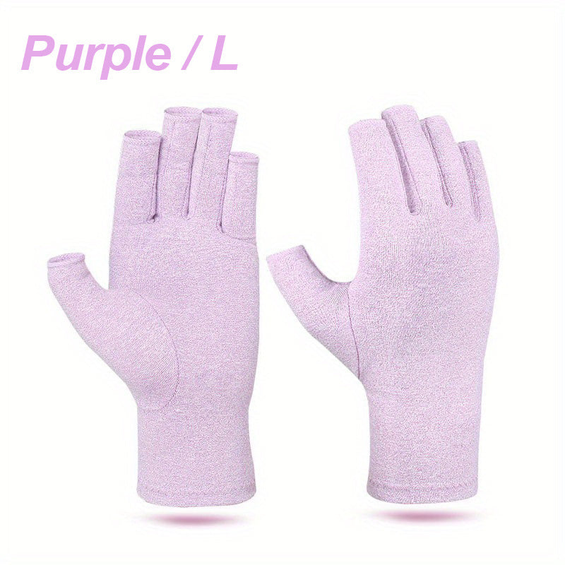 1Pair Fingerless Compression Gloves For Women & Men, Hand Joint Wraps, Sports Hand Support Thumb Gloves For Typing, Daily Work, Hand Care - Open Finger Fit