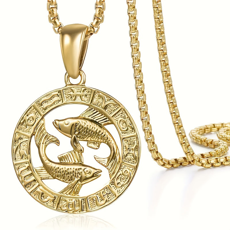 Women'S Men'S Pendant Necklaces 12 Horoscope Zodiac Sign Golden Aries Cancer Scorpio Aquarius Taurus Leo Gemini Virgo Libra Sagittarius Capricorn Pisces 12 Constellations Jewelry Gifts Perfect Birthday Christmas Valentine'S D