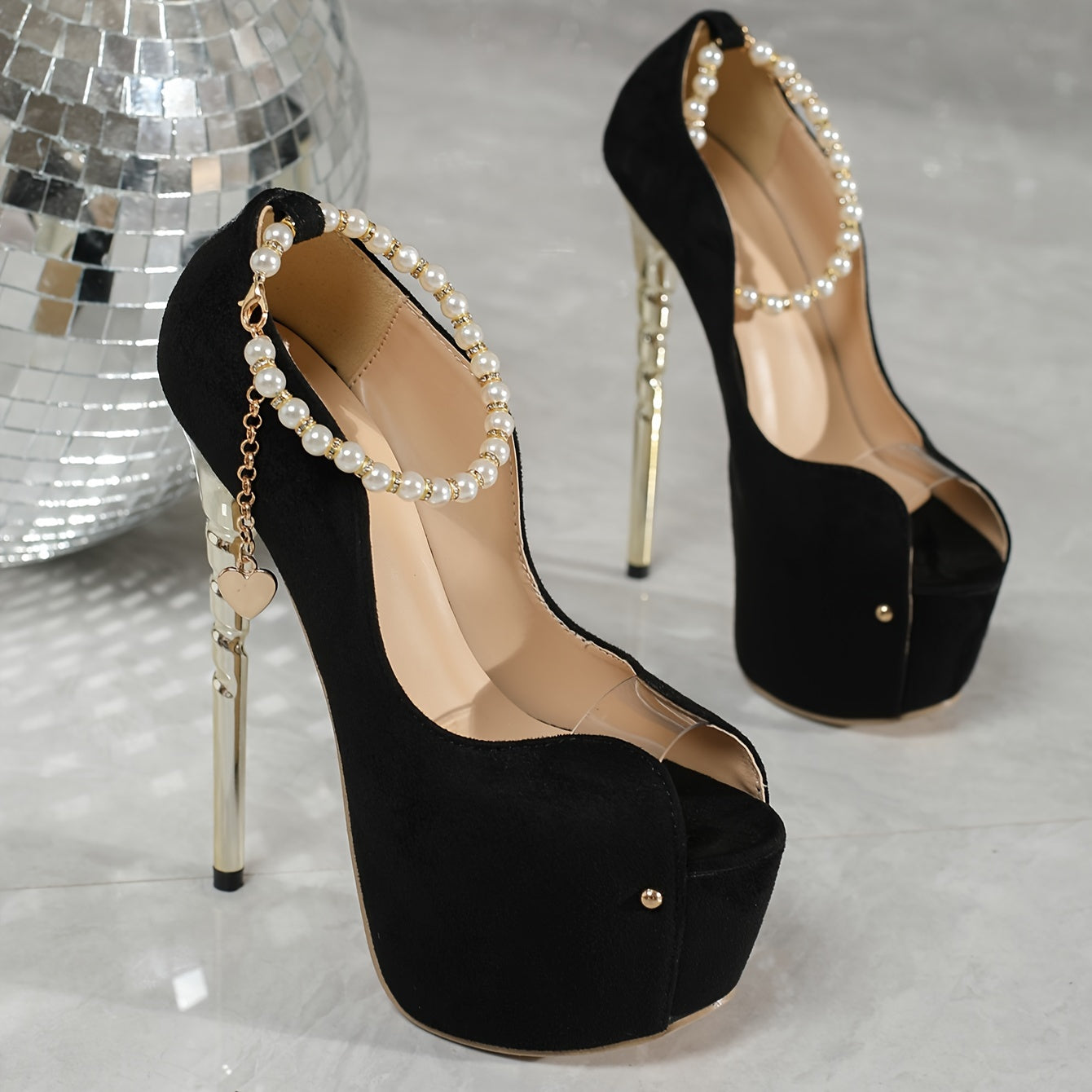 Italian Fish Mouth Stiletto Pumps with PU Leather and Breathable Insole