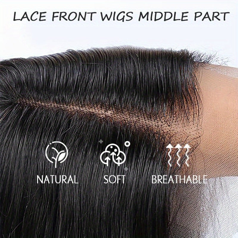 200% Density Body Wave Human Hair Wig, Glueless HD Lace Front, Natural Black, 36 Inch Long, Knot-Free, Easy to Put On, Live Wig for Women, 13x4 Transparent Lace Frontal, Elegant Style, Suitable for All Ethnicities, Versatile