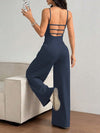 Women's Elegant Sleeveless Backless Jumpsuit - Soft Stretchy Straight-Leg Pants with Mid-Thigh Slant Pockets, Machine Washable Spring/Summer Casual to Party Wear for Beach Outings & Formal Events, Summer Outfit | Comfortable