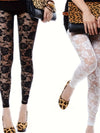 Women Summer Leggings, Solid Color Floral Lace Sheer Long Elastic Band High Waist Pants, Vintage Slim-Fit Wild Fashion Bottoms
