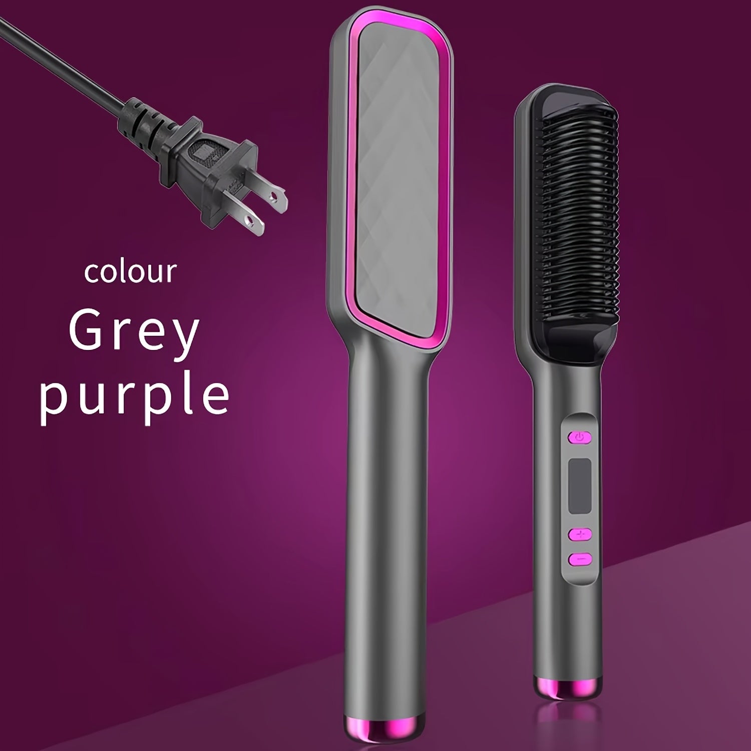 Multi-Temp 2-in-1 Hair Straightener and Curler Comb, Ceramic Plates, Power Supply Operated, 110V/220V, US Plug, for Wet and Dry Styling, Volumizing Hair Tool for Women, Ideal Mother'S Day Gift