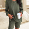 Womens Pajamas 2 Piece Lounge Sets, Ribbed Knit Matching Outfits, T-shirt Biker Shorts Sleepwear Loungewear Sweatsuits, Best Gift, for Thankingday Christmas Birthday Daily Lounging & Sleeping