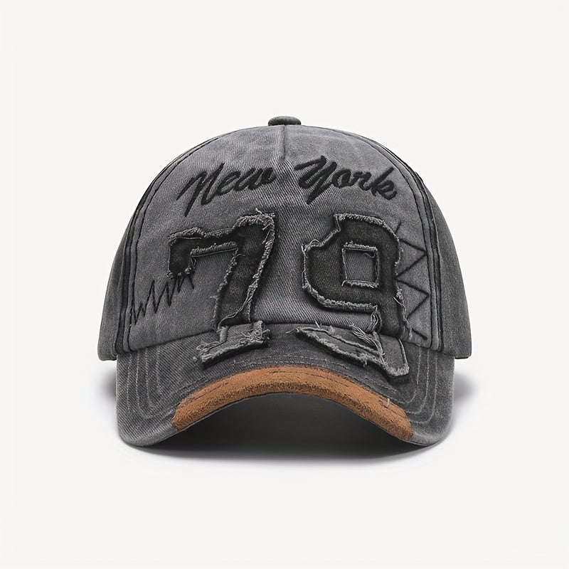 [Fashionable Cap] 1pc Fashionable Adjustable Peaked Cap | Number 79 Embroidered Color Matching Sun Protection Baseball Cap, Old Personalized Lightweight Sun Hat | Outdoor Leisure Hat for Men and Women