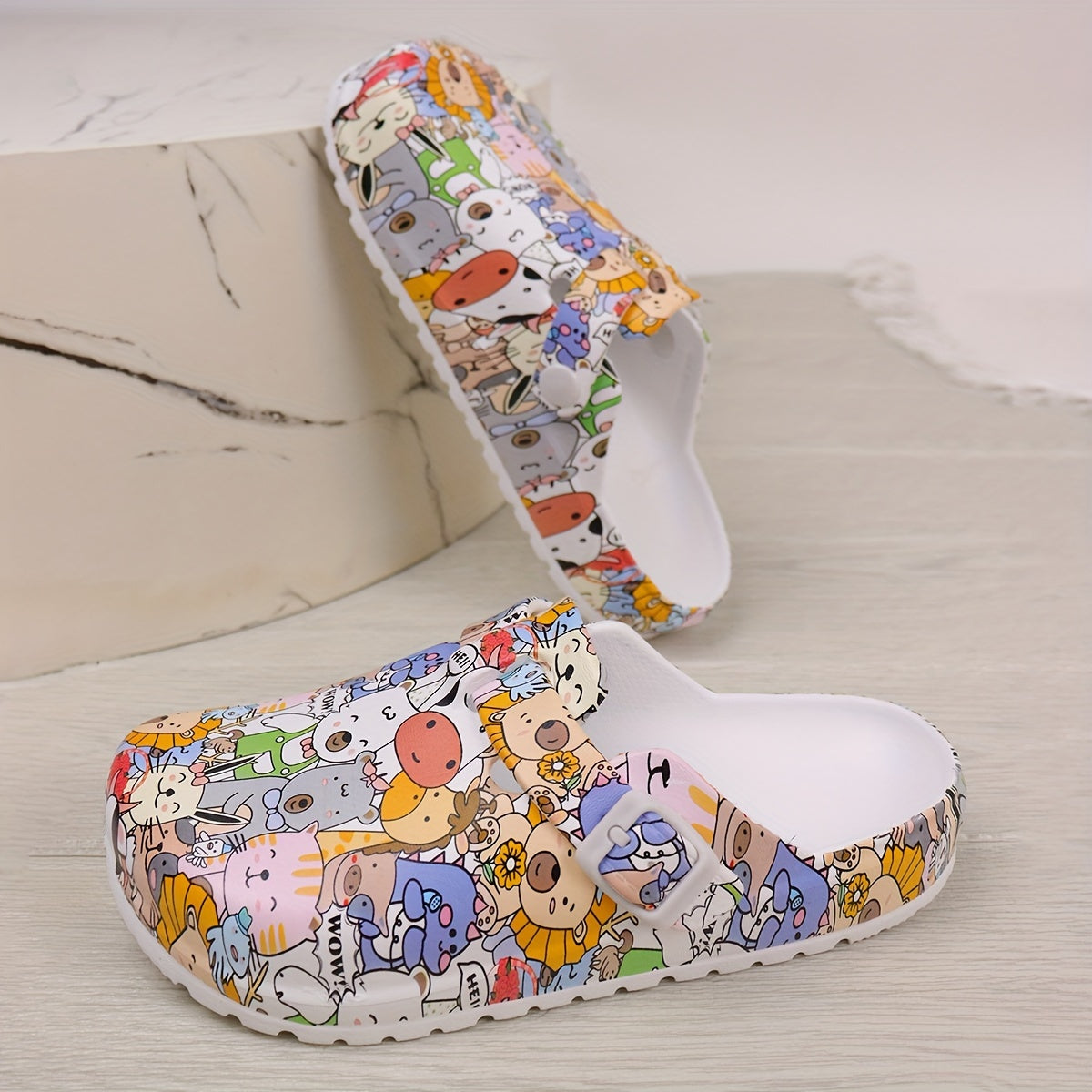 Women's Vibrant Summer EVA Clogs with Cartoon Design - Lightweight, Comfortable Slip-On Platform Shoes for Garden & Beach Wear, Perfect for All Seasons