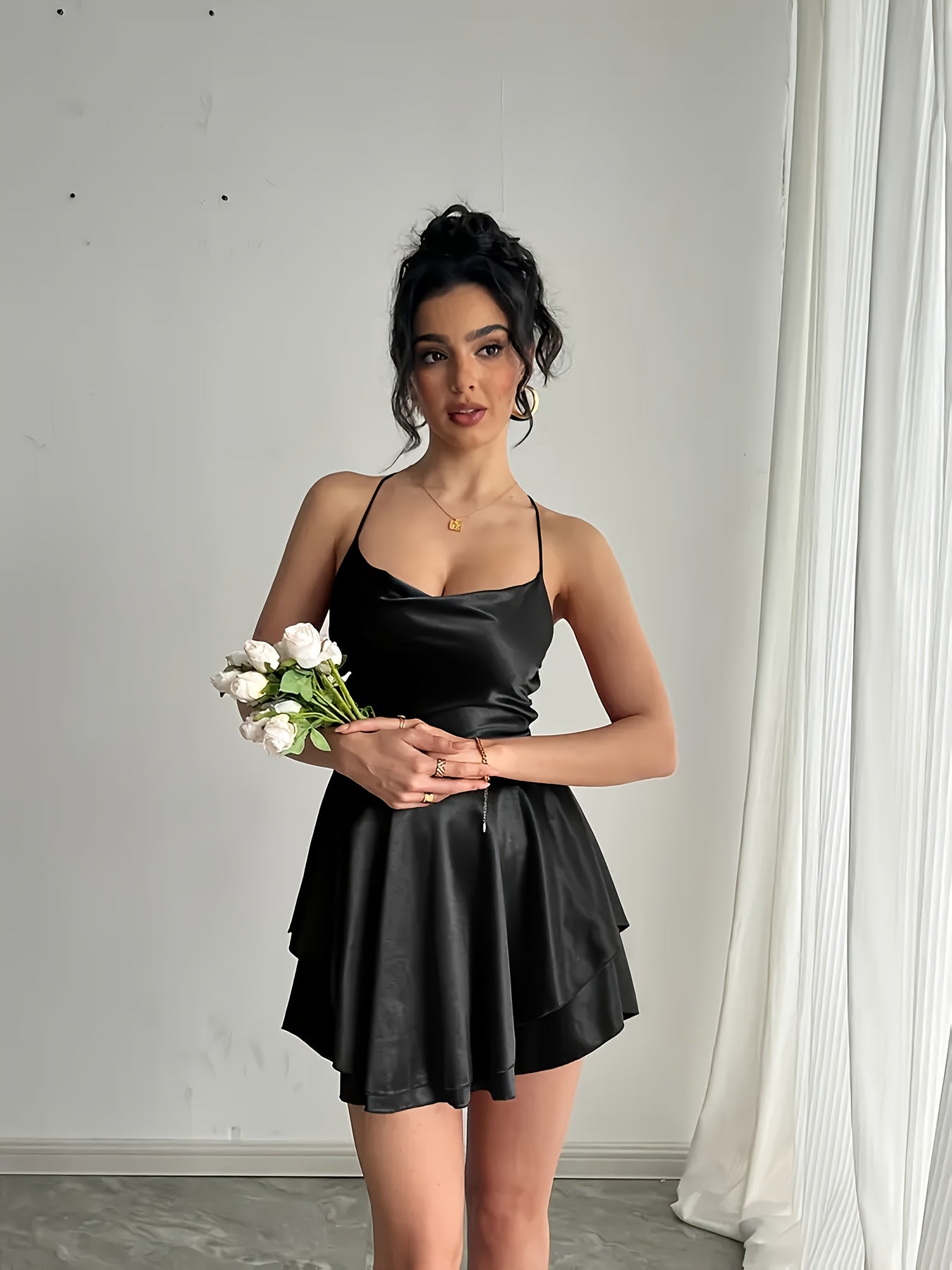 Elegant Red Satin Slip Dress for Women - Adjustable Thin Straps, Tie-Back Detail, Double-Layer Hem, Stretchy & Machine Washable, Perfect for Spring/Summer/Fall, Adult Sizes, Versatile Dress | Elegant Slip Dress | Satin Fabric
