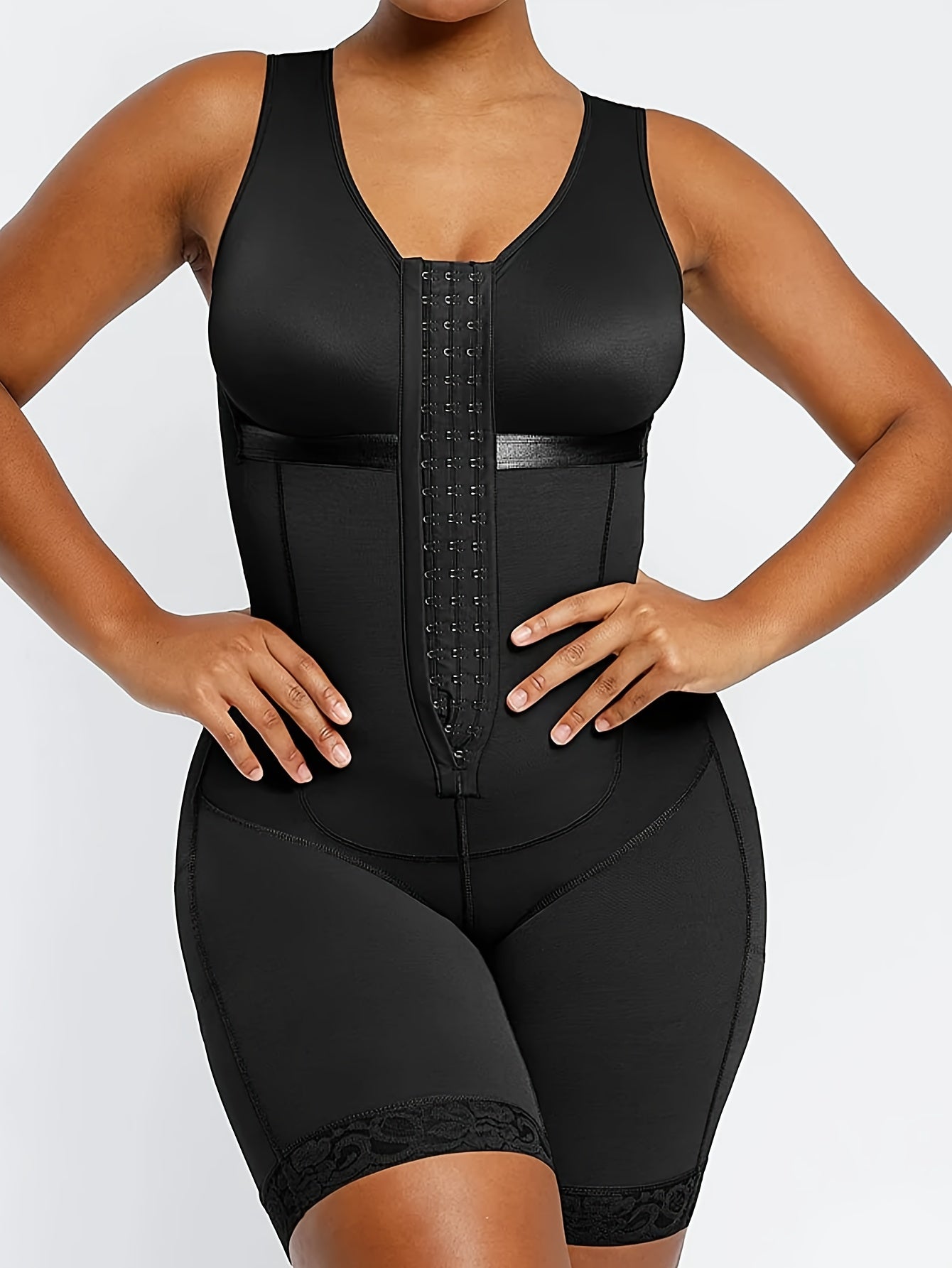 Fajas Colombianas Full Body Shapewear Bodysuit - High Support Tummy Control & Butt Lift Posture Corrector, Compression Garment with Front Zipper & Lace Trim, Post-Surgery Recovery & Casual Attire, Hand Wash Only, Tummy Contro