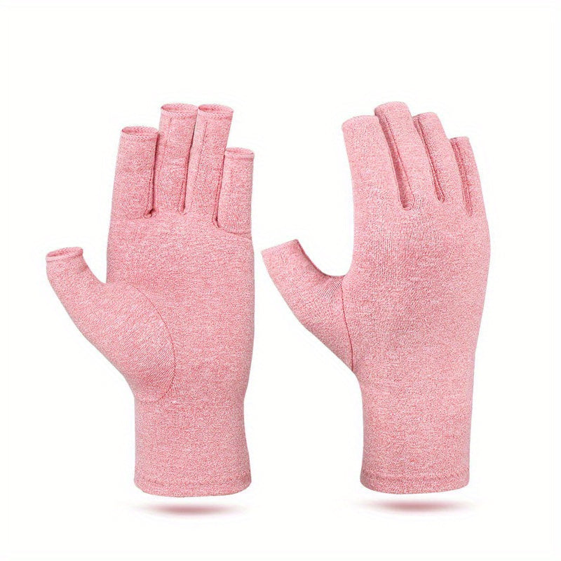 1Pair Fingerless Compression Gloves For Women & Men, Hand Joint Wraps, Sports Hand Support Thumb Gloves For Typing, Daily Work, Hand Care - Open Finger Fit