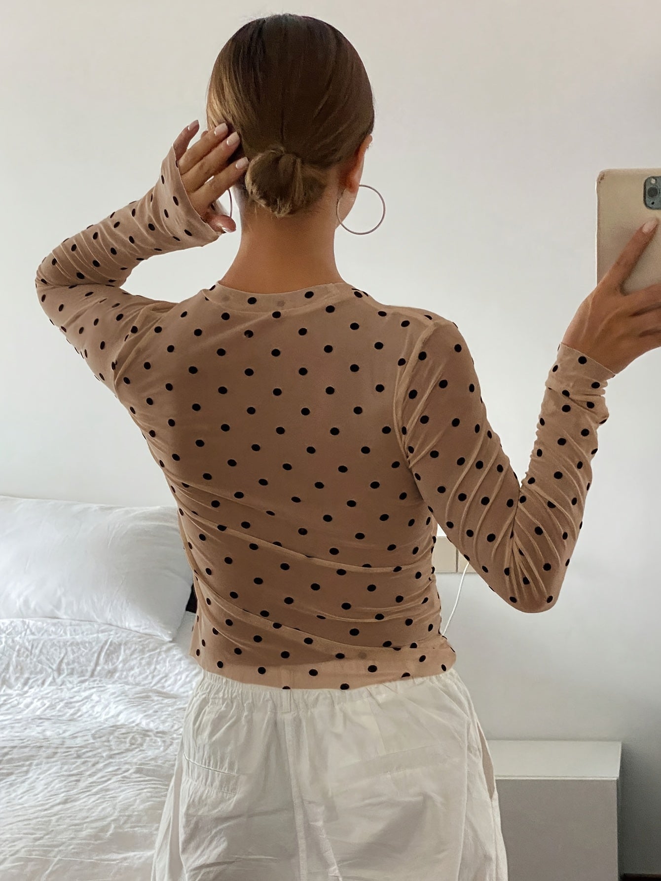 Women'S Mesh Polka Dot Velour T-Shirt