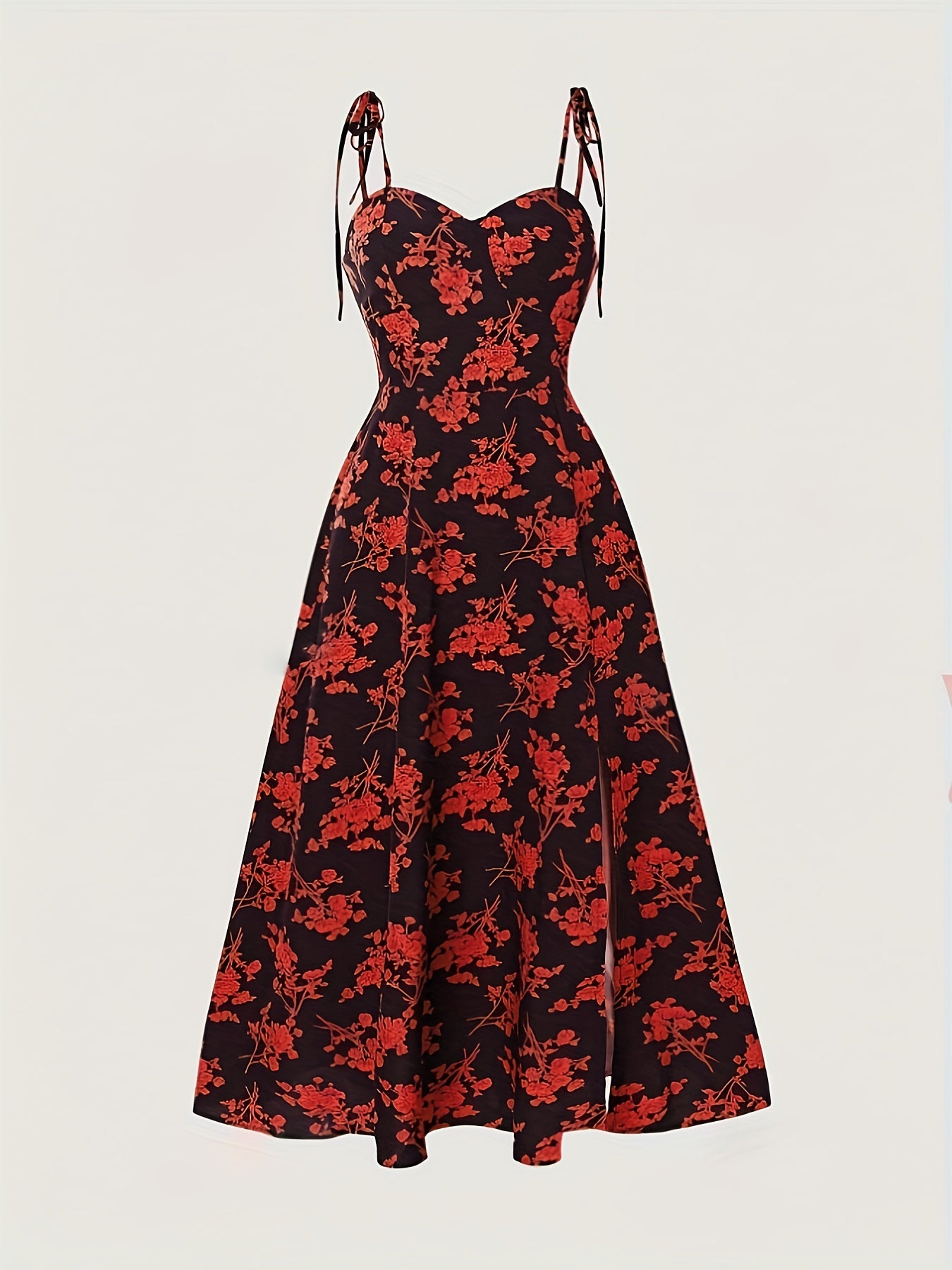 Elegant Y2K Floral Midi Dress for Women - Blue with White Flowers, Off-Shoulder Design, Tie Straps, A-Line Silhouette, Polyester, Machine Washable - Perfect for Summer