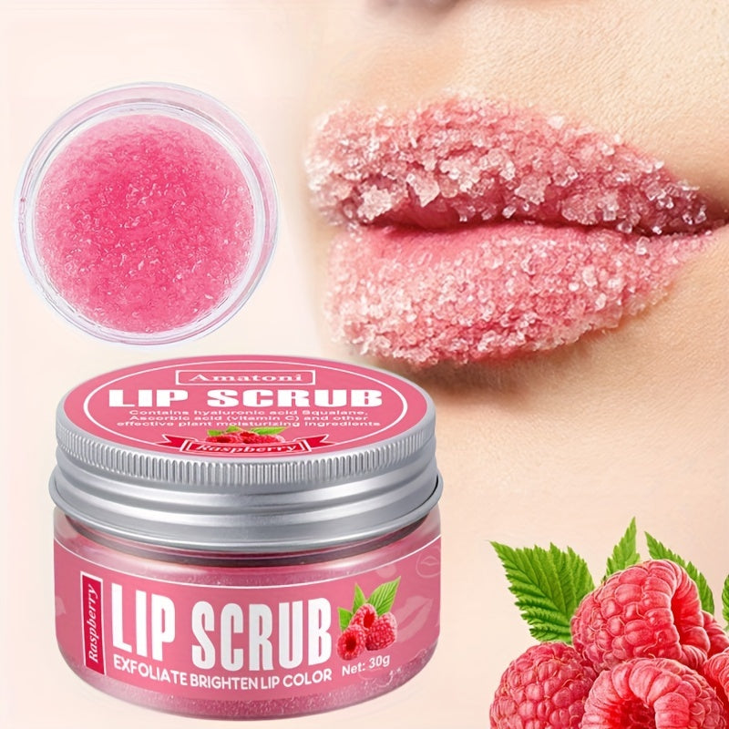 Raspberry Flavored Lip Scrub – 1.06oz Gel with Squalene & Sugar for Exfoliating, Deep Hydration & Long-Lasting Moisture