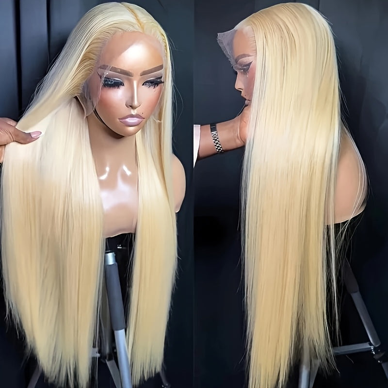 Women's 28 Inch Sky Blue Straight Synthetic Lace Front Wig, High Temperature Fiber, Glueless HD Lace Frontal, Soft Silky Hair for Halloween, Party, Cosplay - 13x6 Basics Style, Lace Wig