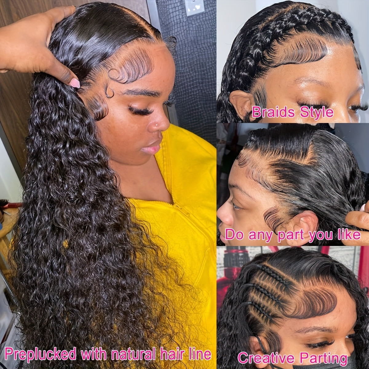 200% Density Deep Wave Lace Front Wigs Human Hair 13x4 HD Transparent Lace Frontal Human Hair Wigs For Women Lace Wig Pre Plucked With Baby Hair