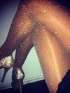 1 Pair Women'S Sparkling Rhinestone Sheer Pantyhose - Sexy Transparent Stockings, Polyester Blend, Solid Color, All-Season Hosiery for Adults