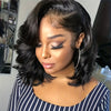 13x4 Body Wave Human Hair Wig HD Lace Front Wigs Short Bob Wig Pre Plucked For Women Natural Black Color 180% Density