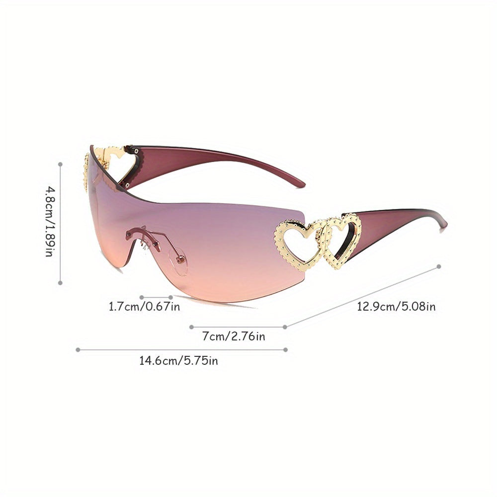 Fashion Glasses Heart Border Decorative Glasses, Gradient Lens, Anti-reflective, for Women, Party, Carnival, Festival Gift
