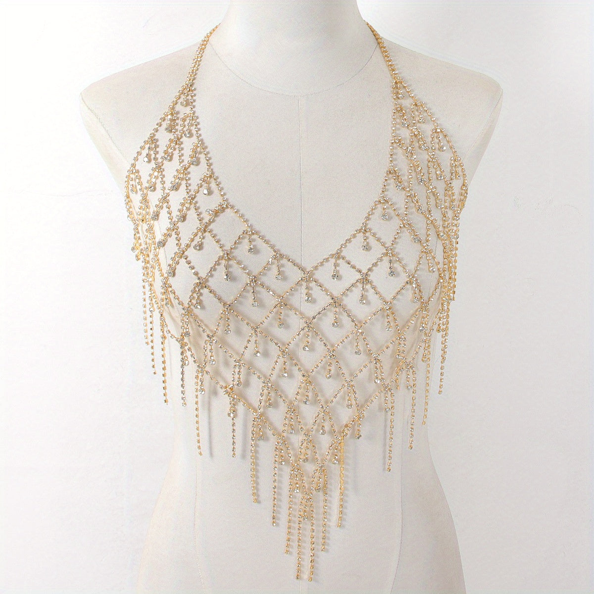 1 Luxurious Rhinestone Sparkling Chest Chain, Fashionable Retro Style Sparkling Body Chain Accessory for Women, Suitable for Gifts