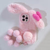 Autumn and Winter Warm Cartoon Cute Bunny Plush Mobile Phone Case with Bracelet Suitable for iPhone 16 Pro Max