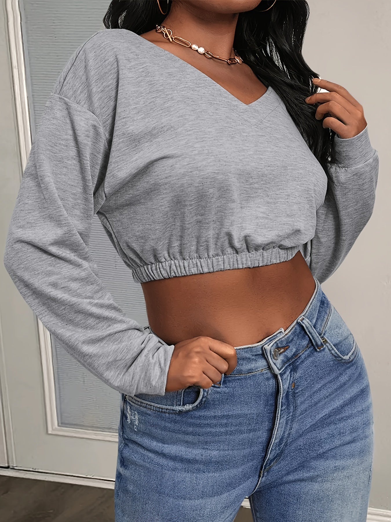Vibrant Solid Crop T-Shirt - Soft Y2K Long Sleeve Design, Perfect for Spring & Fall Seasons, Women's Fashion Clothing for Casual Daily Wear