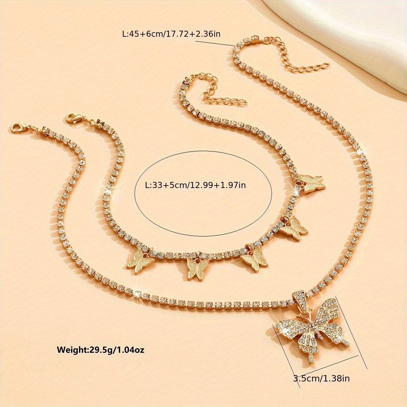 Women's Elegant 18K Gold Plated Cuban Link Butterfly Pendant Necklace - Sparkling Rhinestones, Synthetic Stones, Alloy Jewelry | Perfect for Mardi Gras Day, Weddings, Parties | Cascading Design, Holiday Theme, February Births