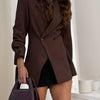 Elegant Women'S Long Sleeve Blazer - Chic Solid Color, Polyester, Single Button, Regular Fit with Pockets - Ideal for Spring/Fall Office or Commuting Wear, Versatile Blazer|Sophisticated Style|Polyester Fabri