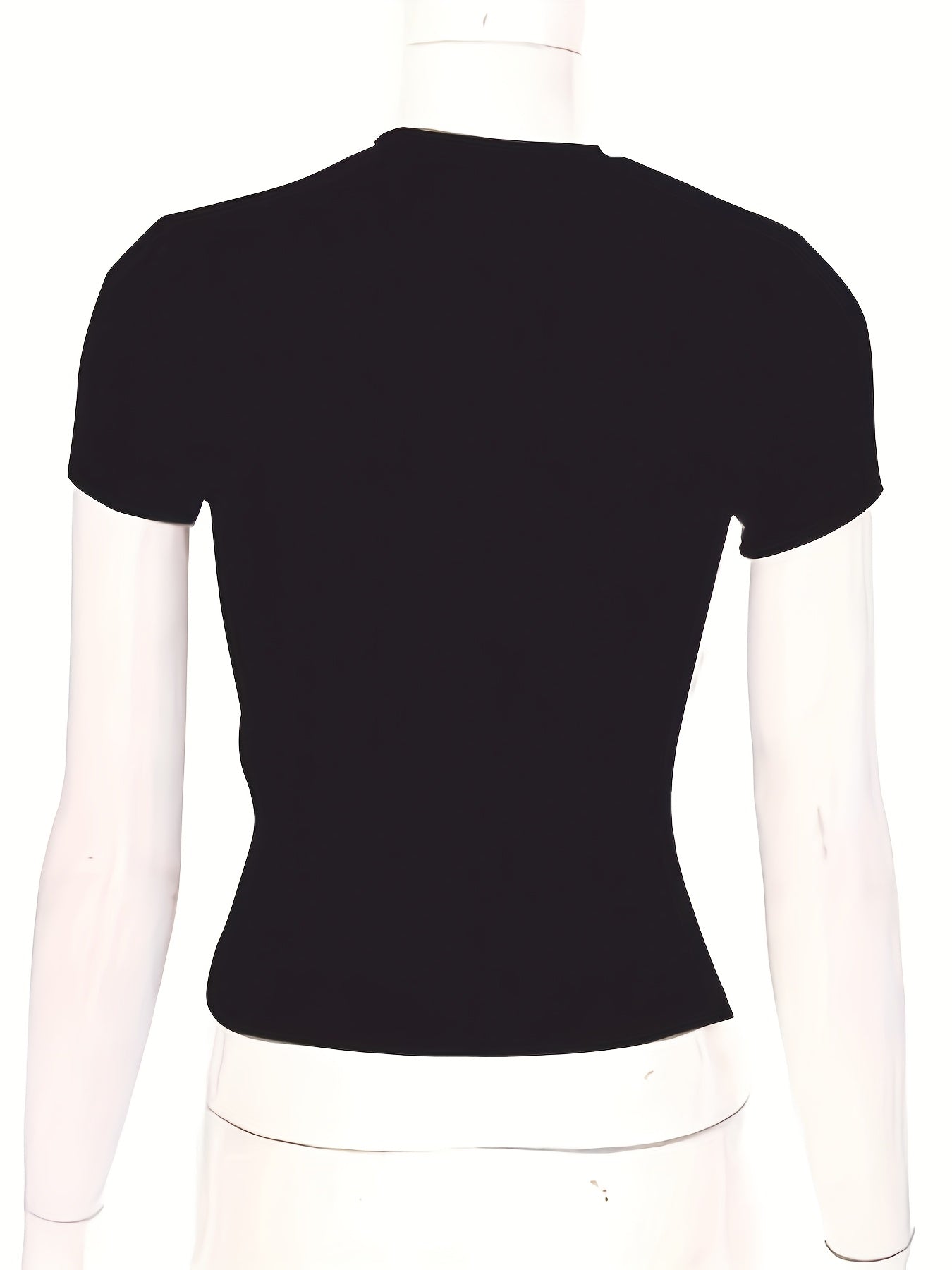 Women's Slim Fit Stretchy T-Shirt - Black, Short Sleeve, Summer Casual Top, Comfortable & Breathable, Perfect for Casual Attire, Casual Attire Tee | Sleek Casual Style | Polyester Spandex Blend