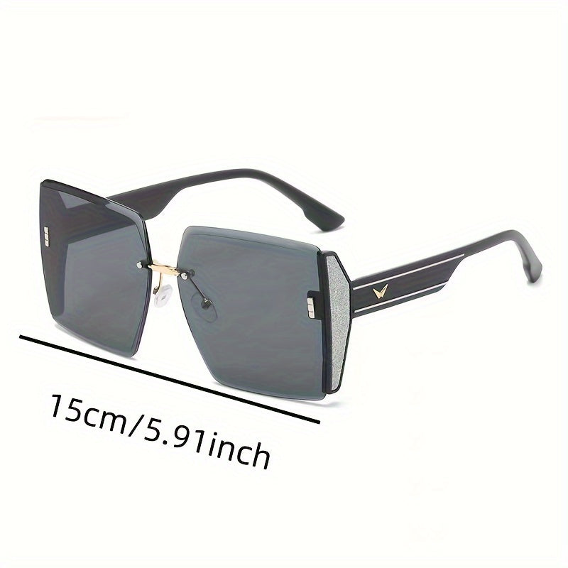 New Rimless Sunglasses, Women's Retro Trend, Light Luxury, Large Frame Sunglasses, Tourist Street Photography, Anti-glare Sunglasses