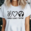 Women'S Casual "Peace Love TikTok" Graphic Tee - Soft, Breathable, Short Sleeve, Round Neck, Y2K Style, Easy Care & Quick Dry - Ideal for Spring & Summer, Everyday Fashion Top, Casual Wear Tee | Playful Print Top | Comfortabl